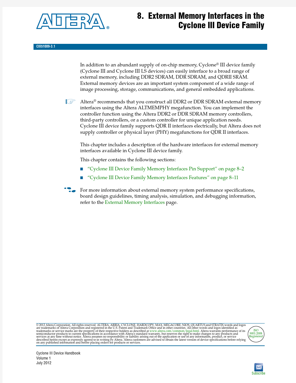 cyc3_ciii51009_External Memory Interfaces in Cyclone III Devices (PDF)