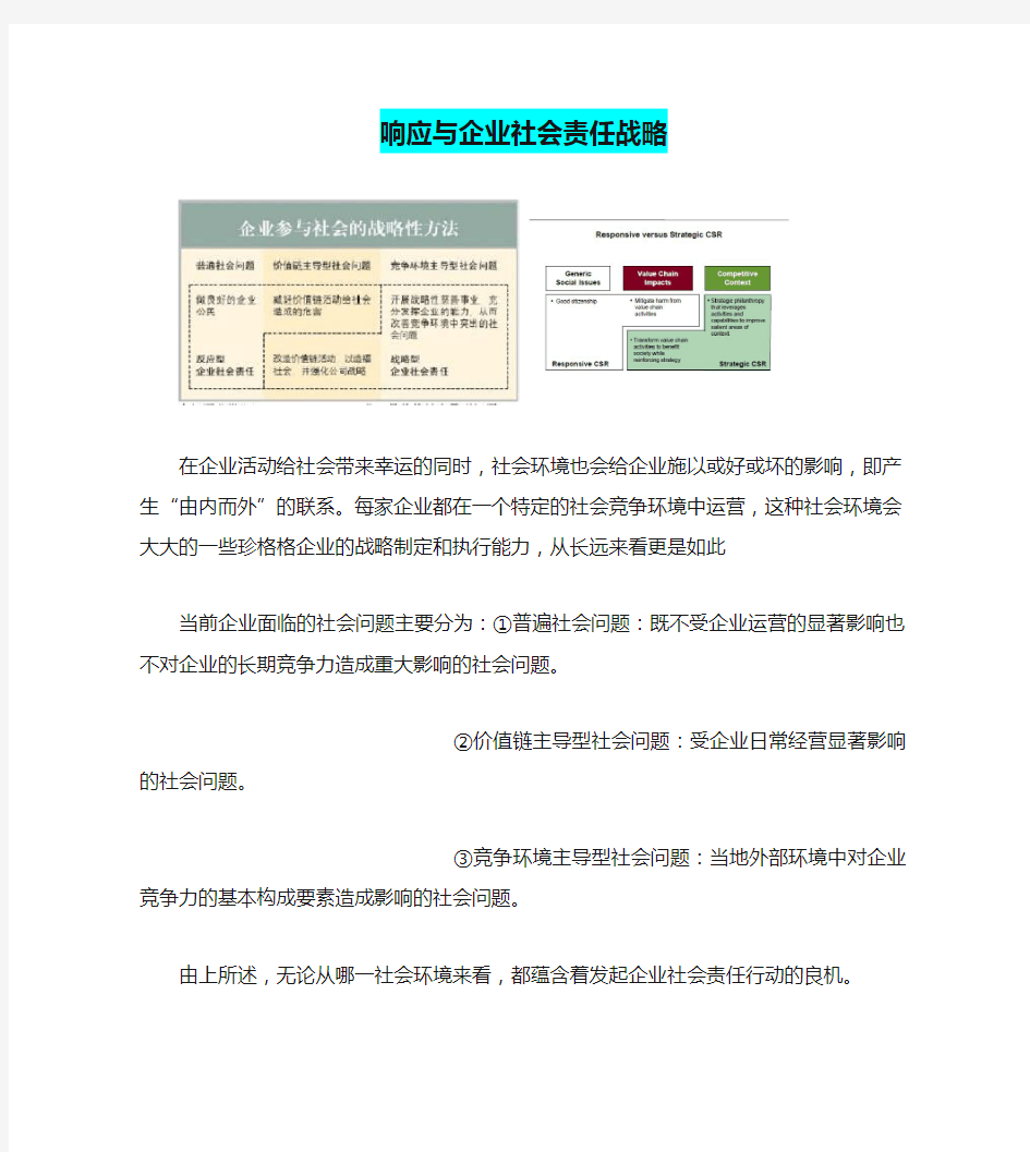 响应与企业社会责任战略