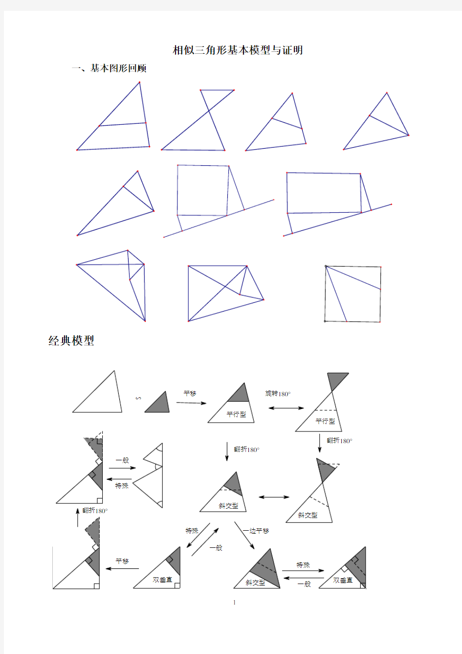 相似三角形基本模型与证明