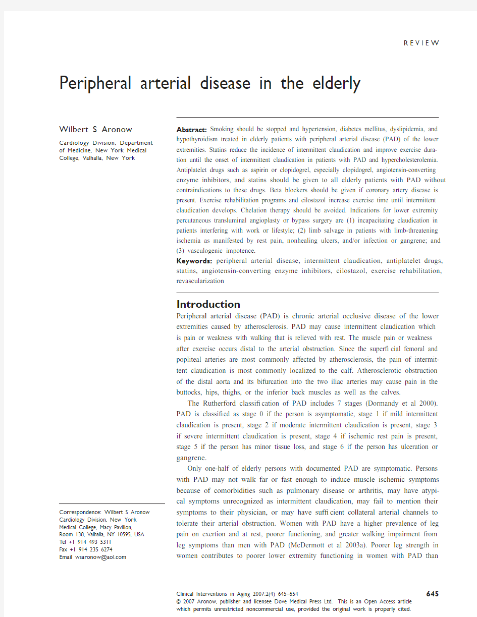 Peripheral arterial disease in the elderly