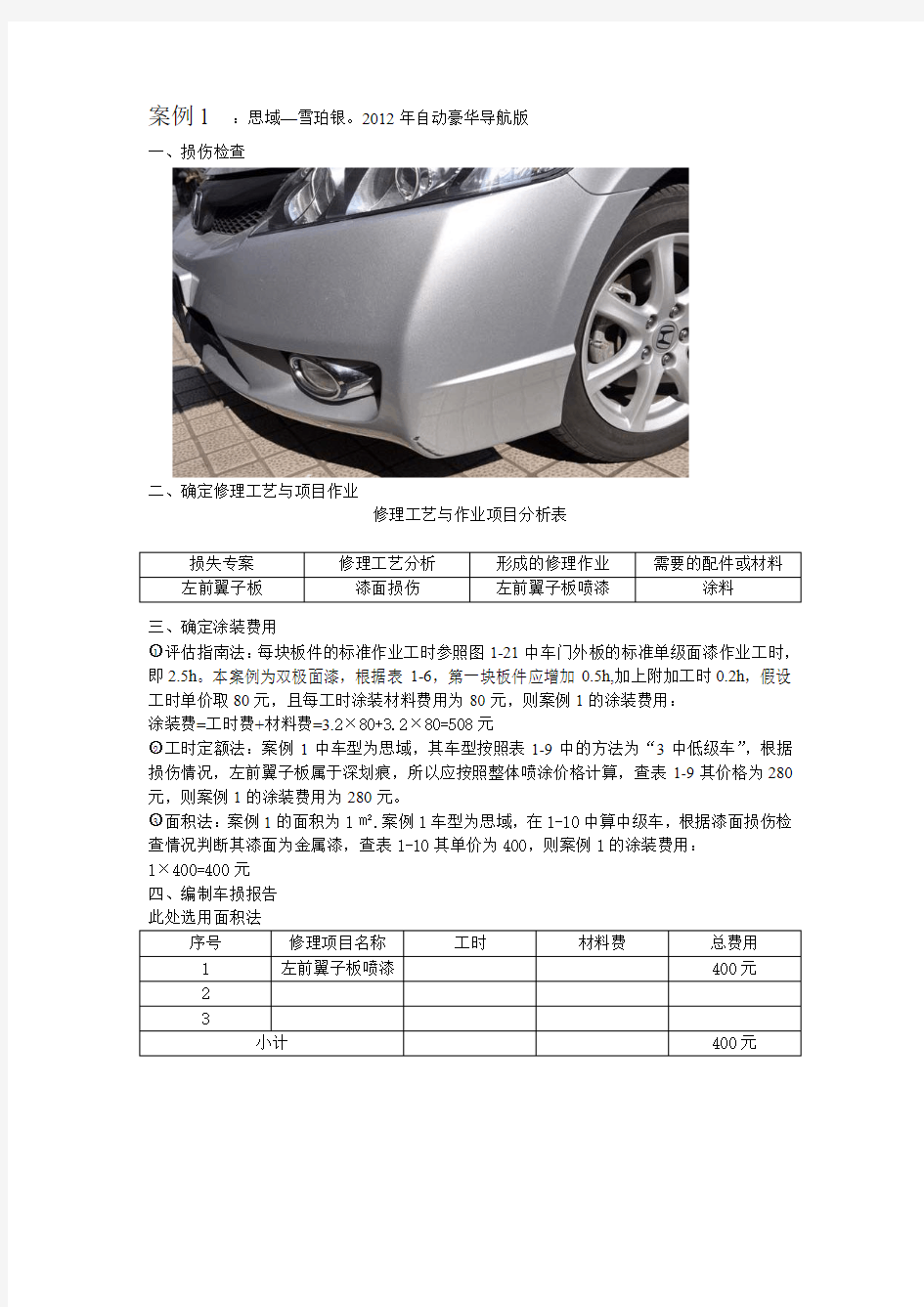 事故车定损报告