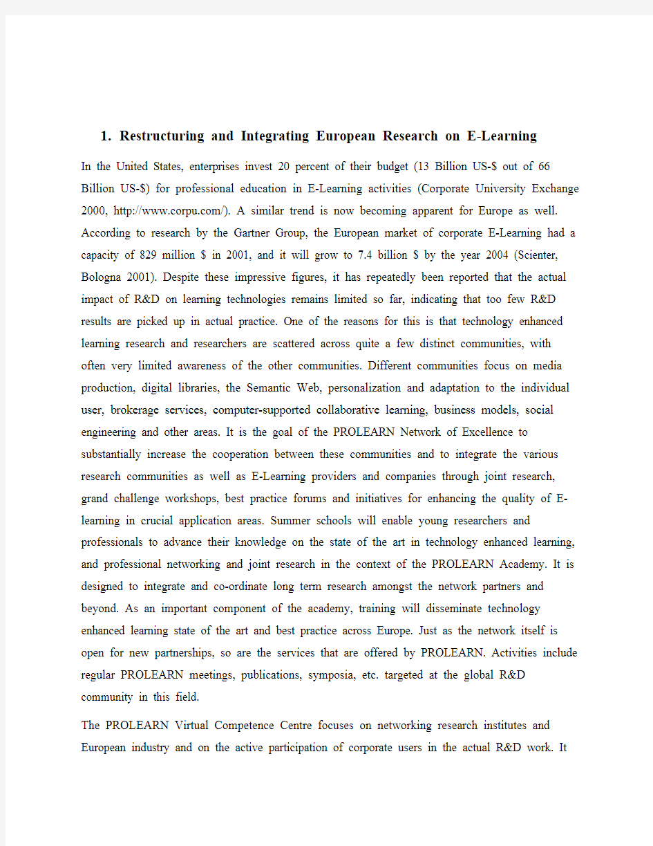 European E-Learning Important Research Issues and Application Scenarios, ED-Media