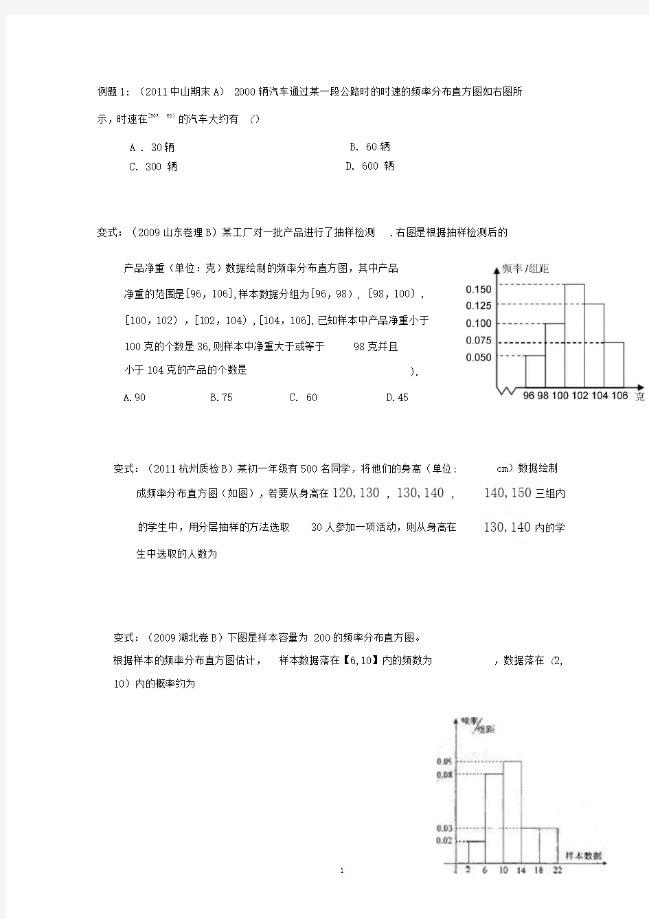 频率分布与直方图试题