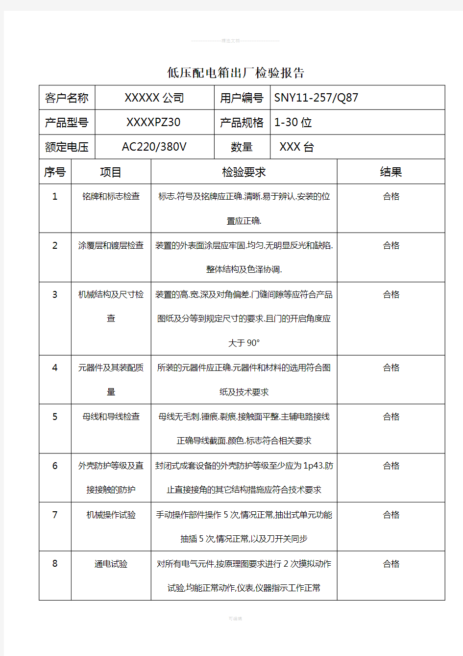 配电箱检验报告