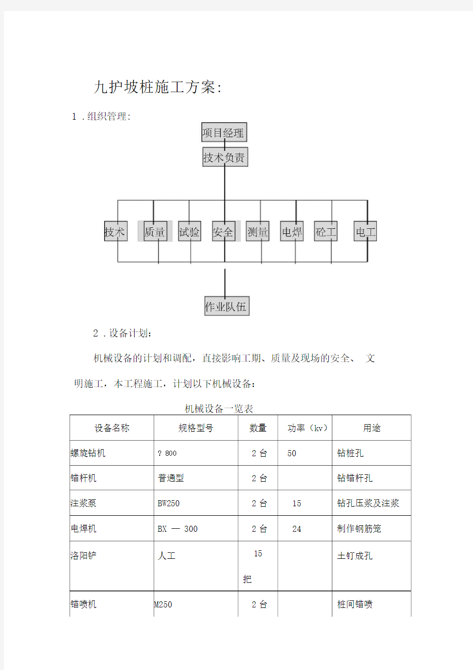 护坡桩施工技术