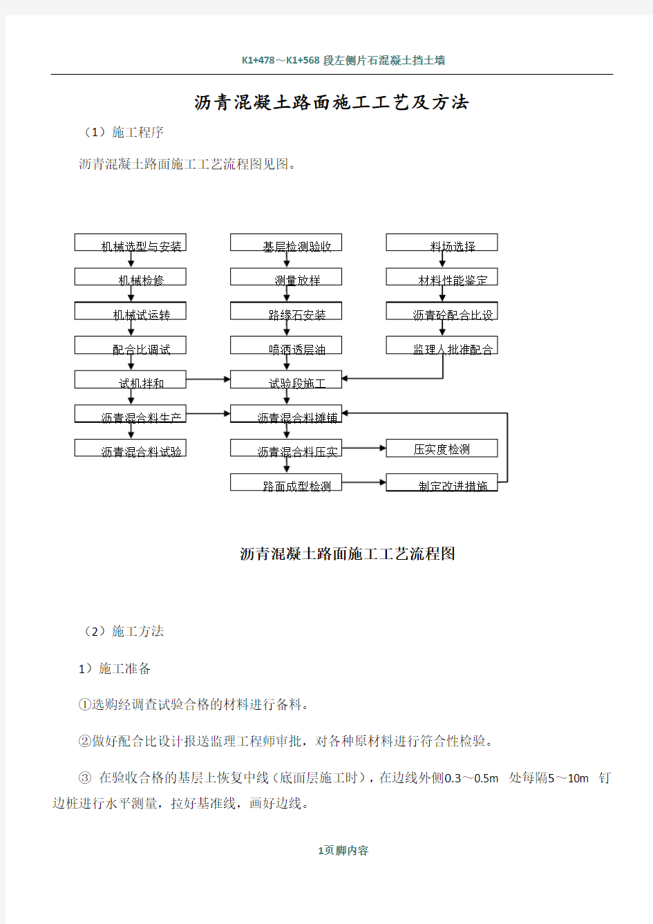 沥青混凝土路面施工工艺及方法