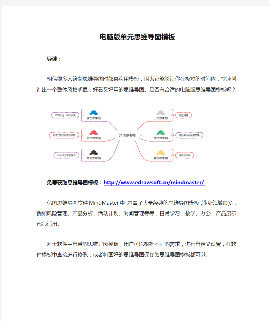 电脑版单元思维导图模板