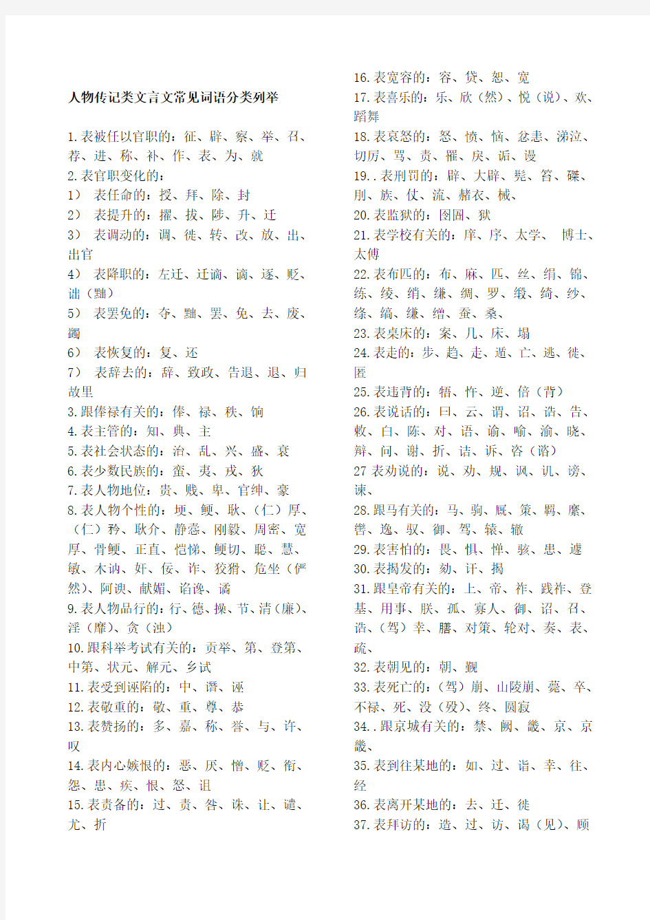 文言文常见词语分类列举