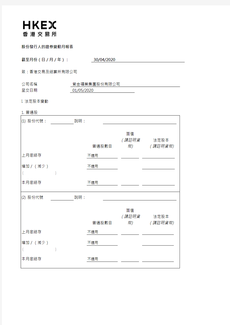 紫金矿业：H股公告