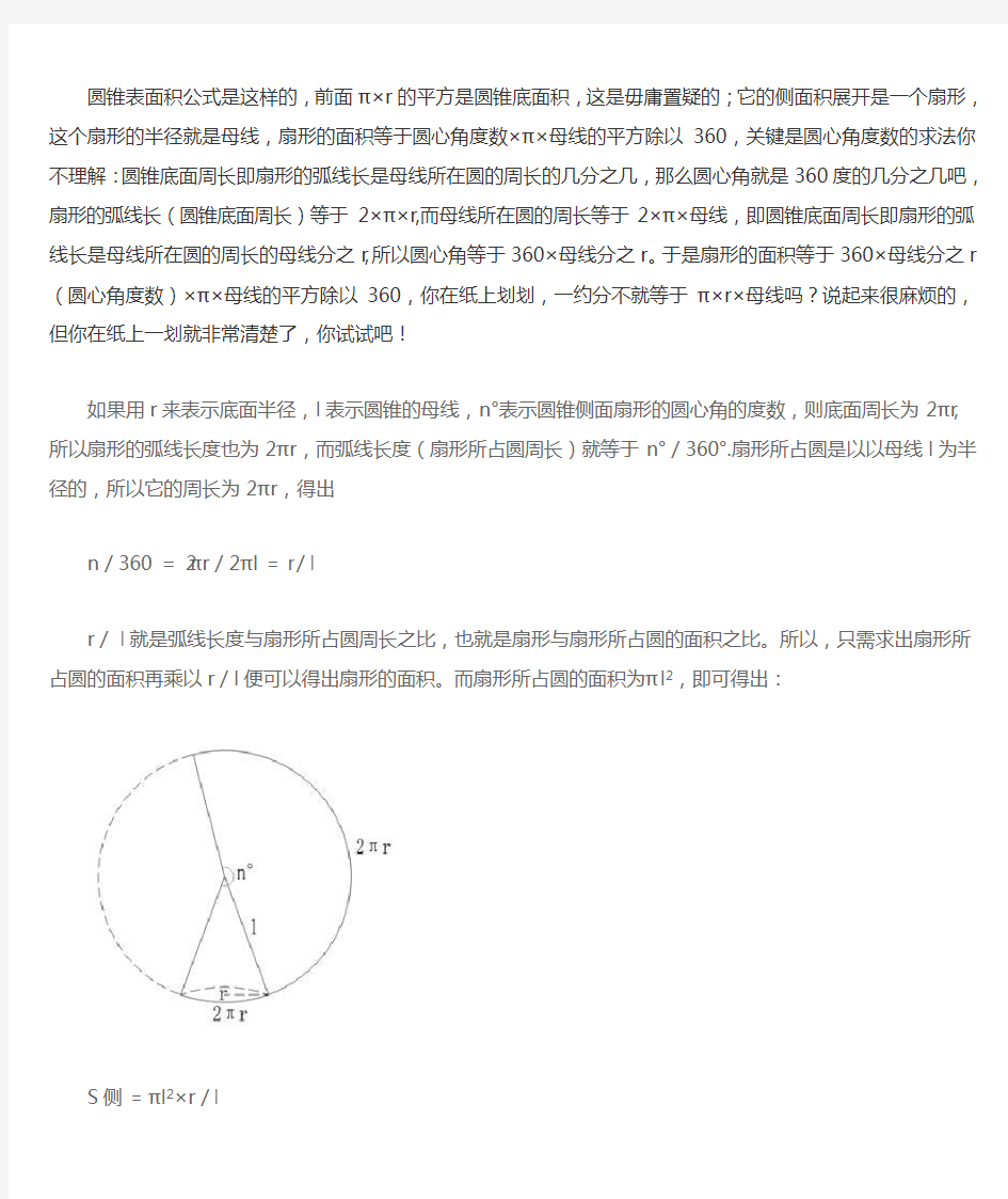 圆锥表面积公式是这样的