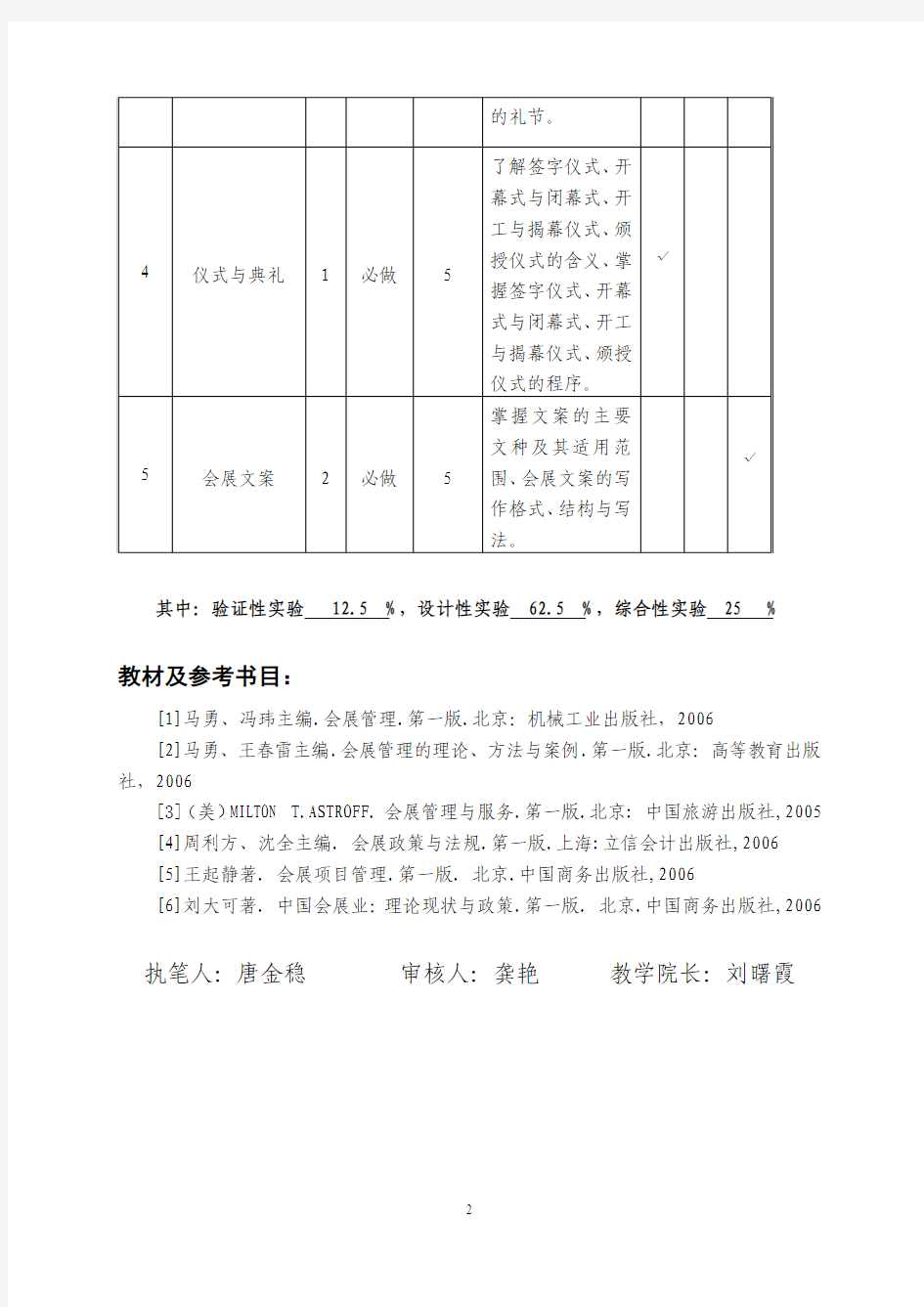 会展服务与管理实训指导书