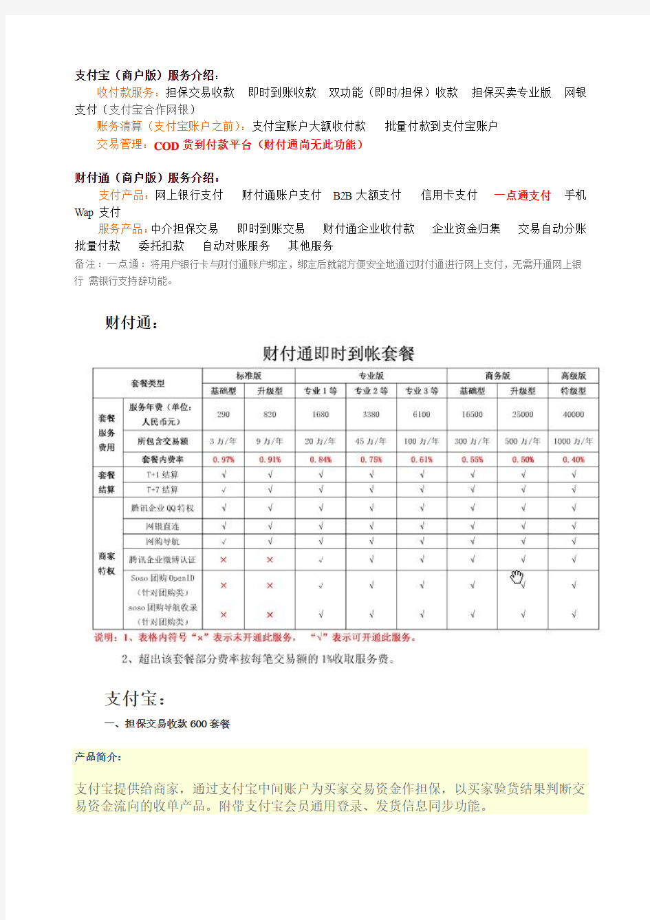 支付宝和财付通比较