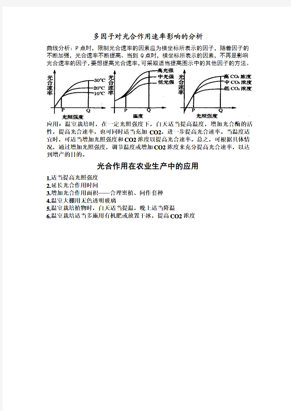 多因子对光合作用速率影响的分析