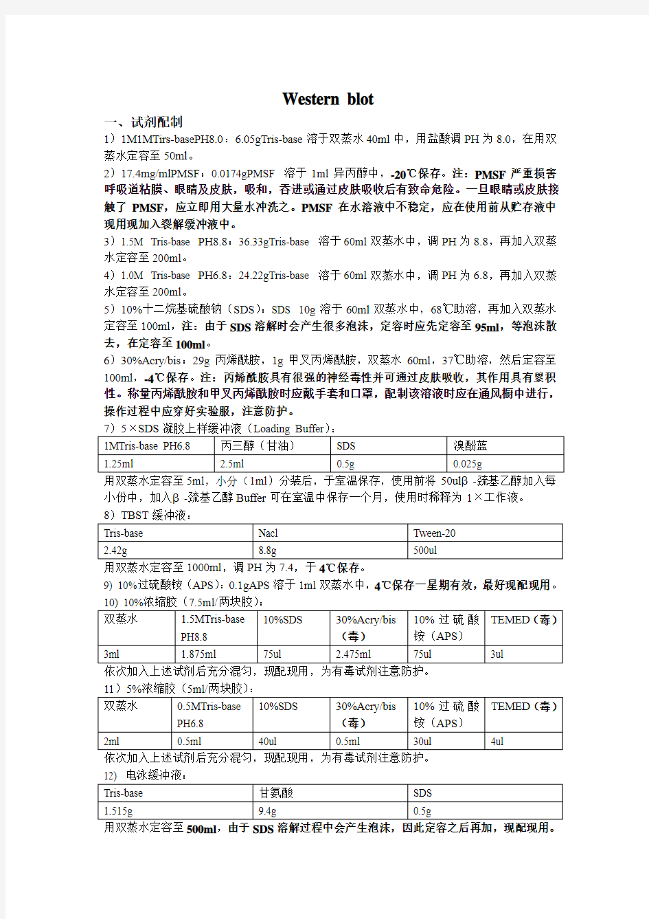 Western blot(自己整理的)