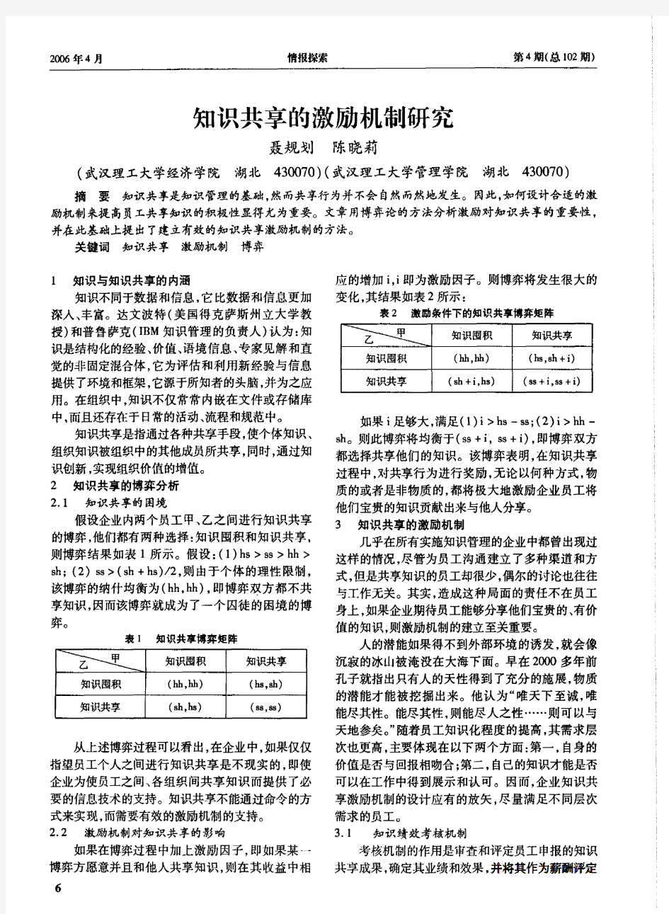 知识共享的激励机制