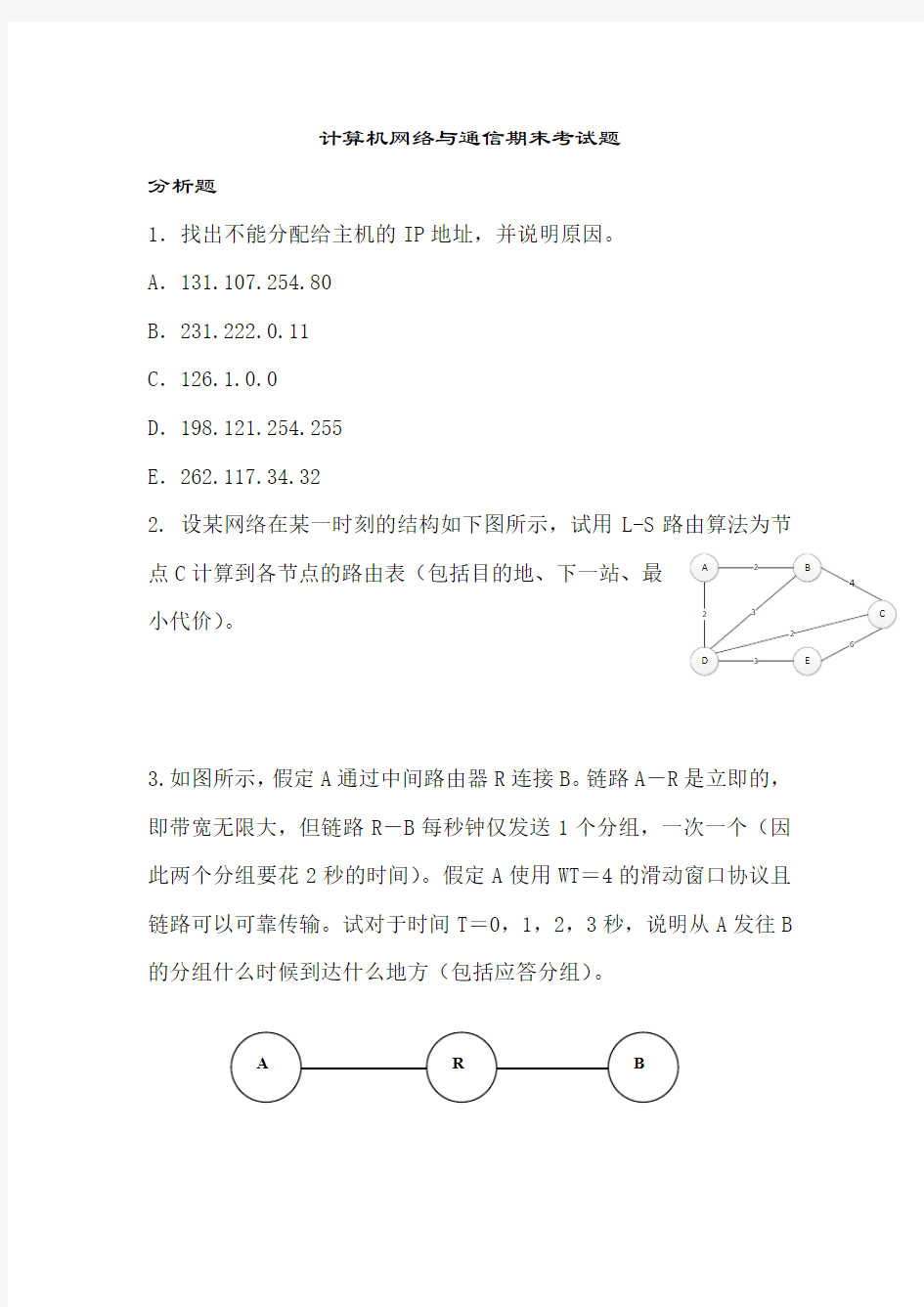 计算机网络与通信期末考试题