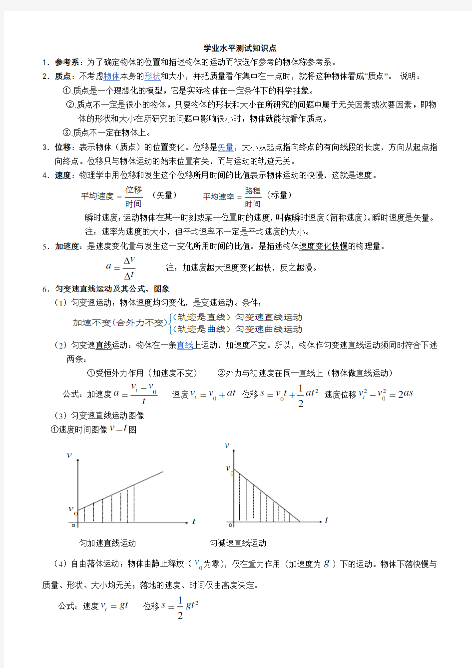 学业水平测试知识点