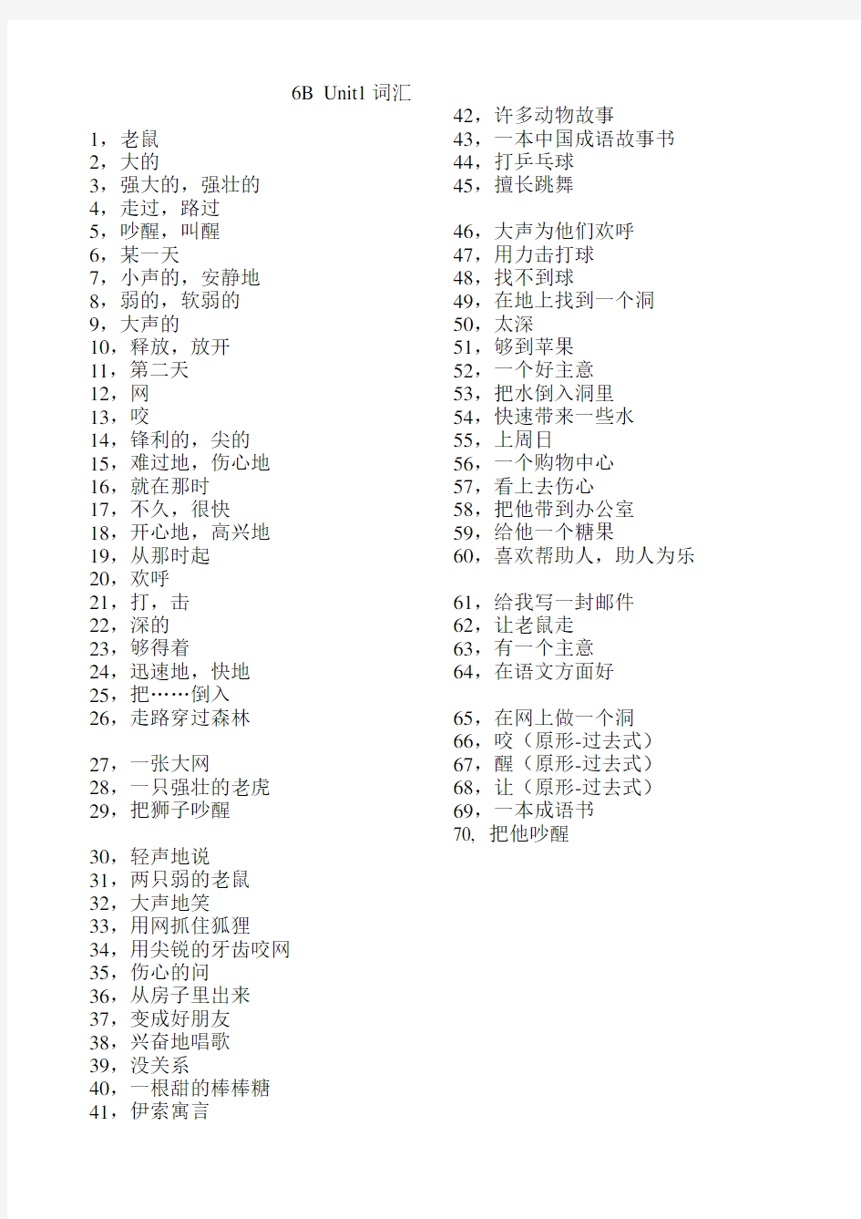 苏教版六年级英语下册1-8单元词汇归纳