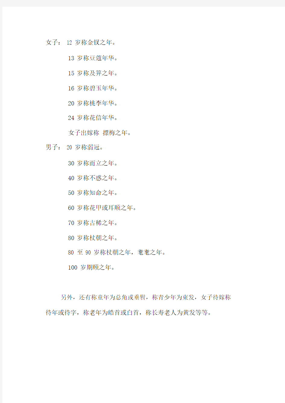 古代年龄别称.docx