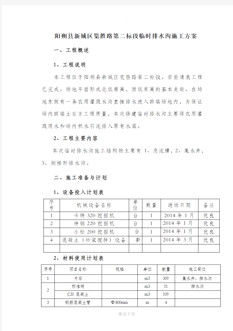 临时排水沟施工方案