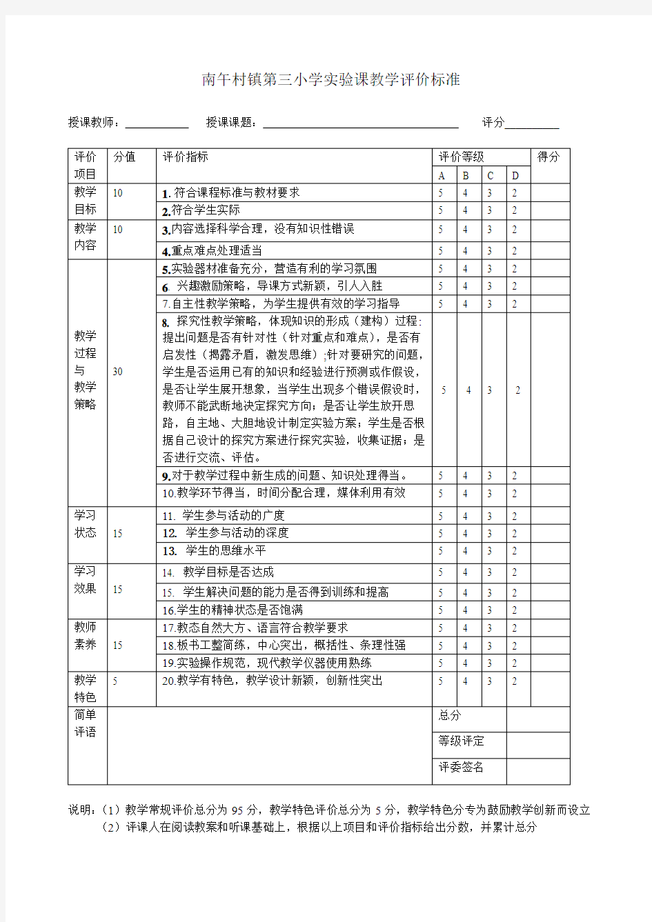 实验课教学评价标准1