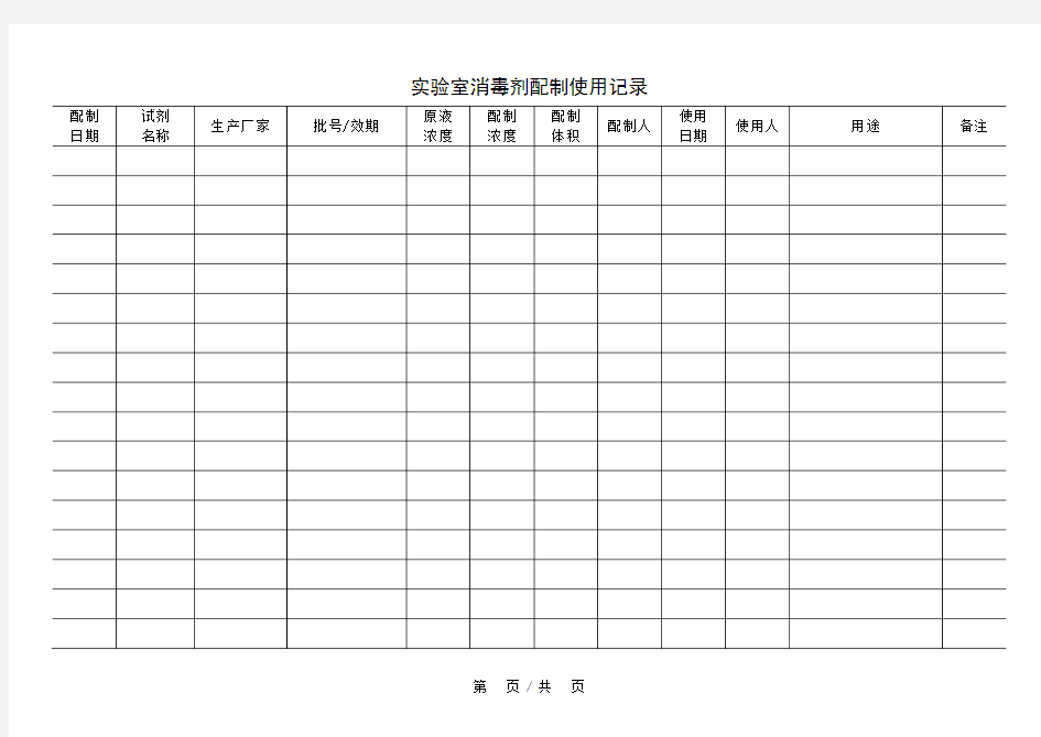 2013 实验室消毒剂配制使用记录