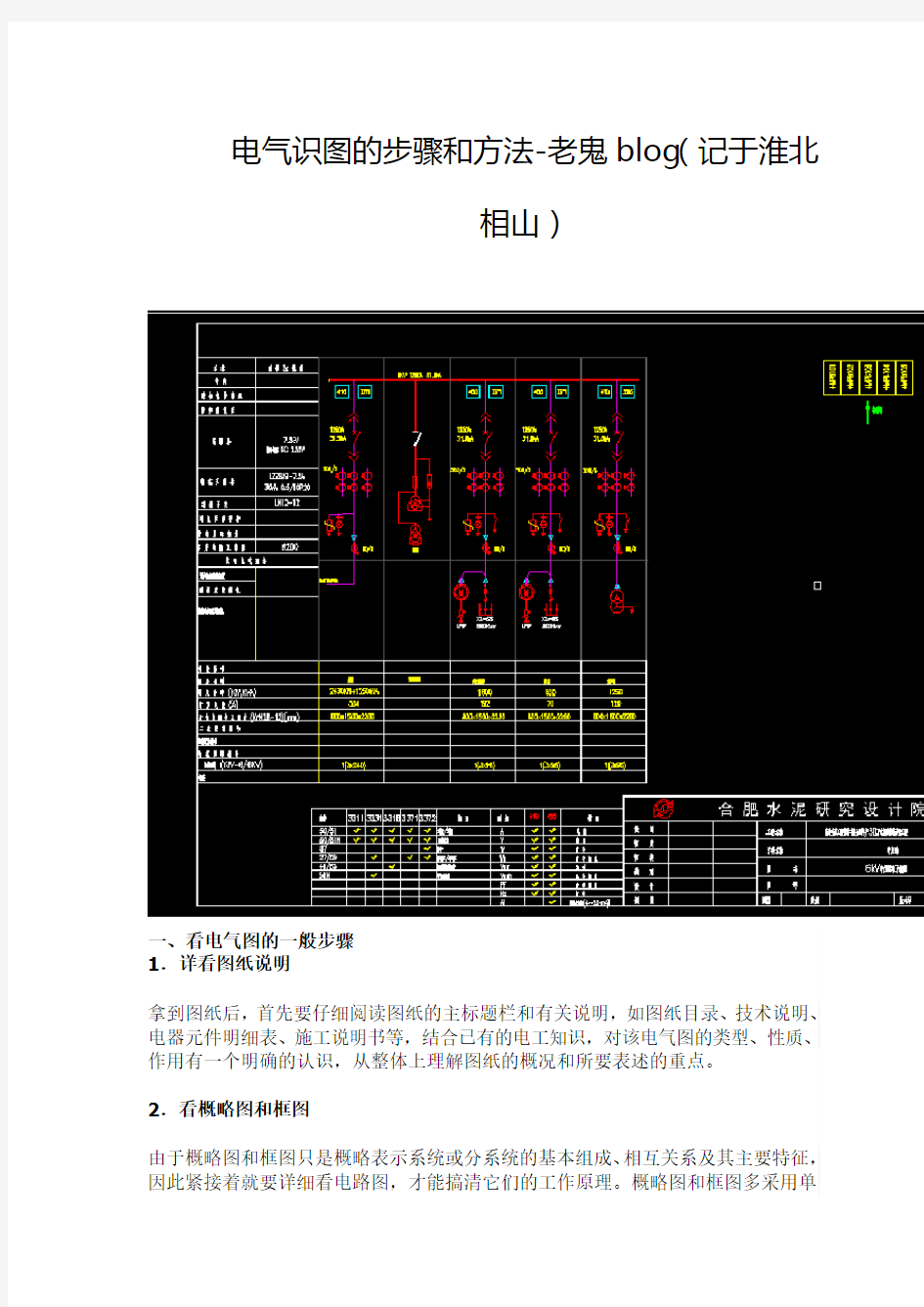 电气识图的步骤和方法