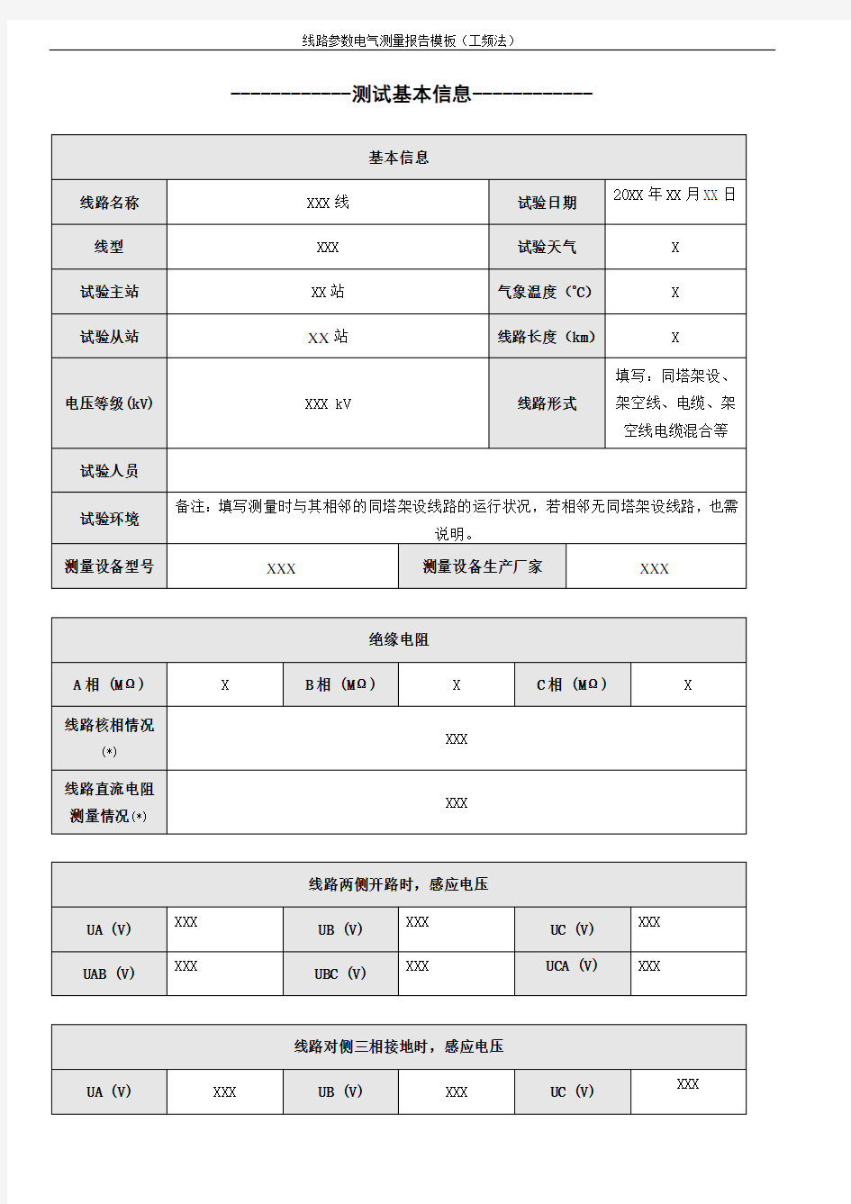 4 附件E：输电线路线路工频参数测试报告模板(工频法)带附件