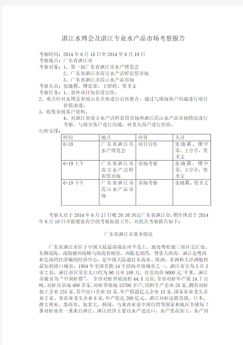 湛江调查报告