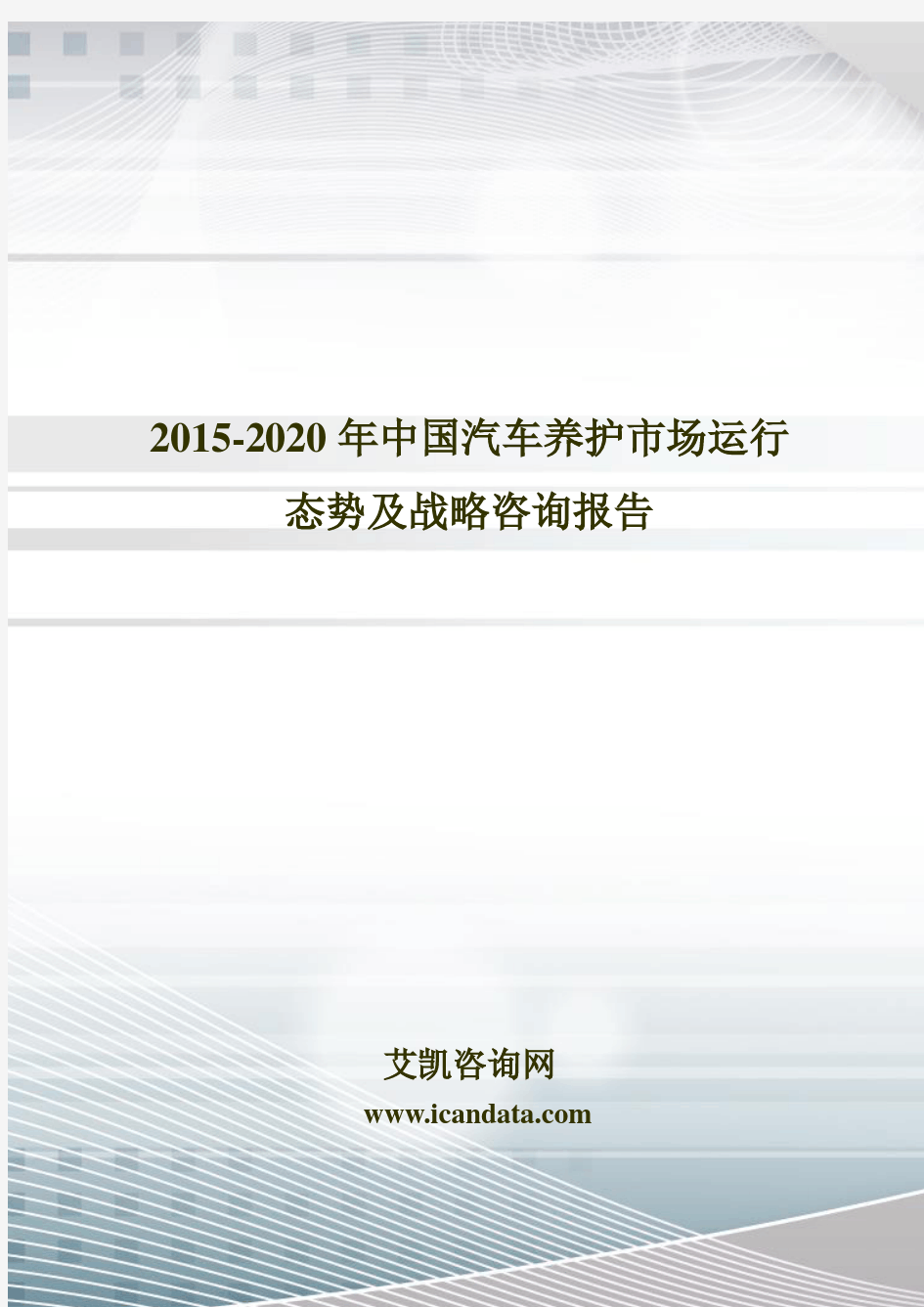 2015-2020年中国汽车养护市场运行态势及战略咨询报告