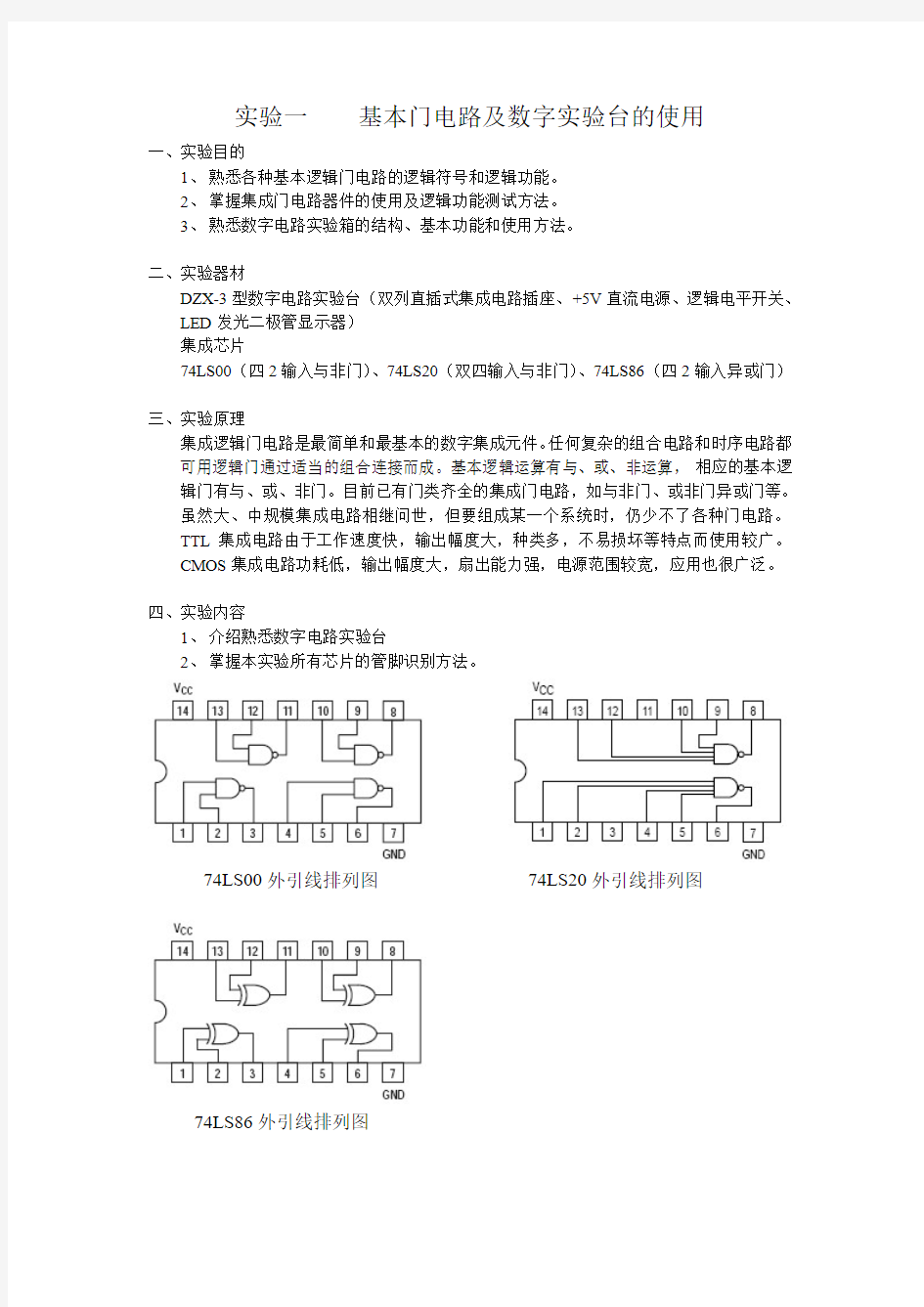 实验1  基本门电路及数字电_