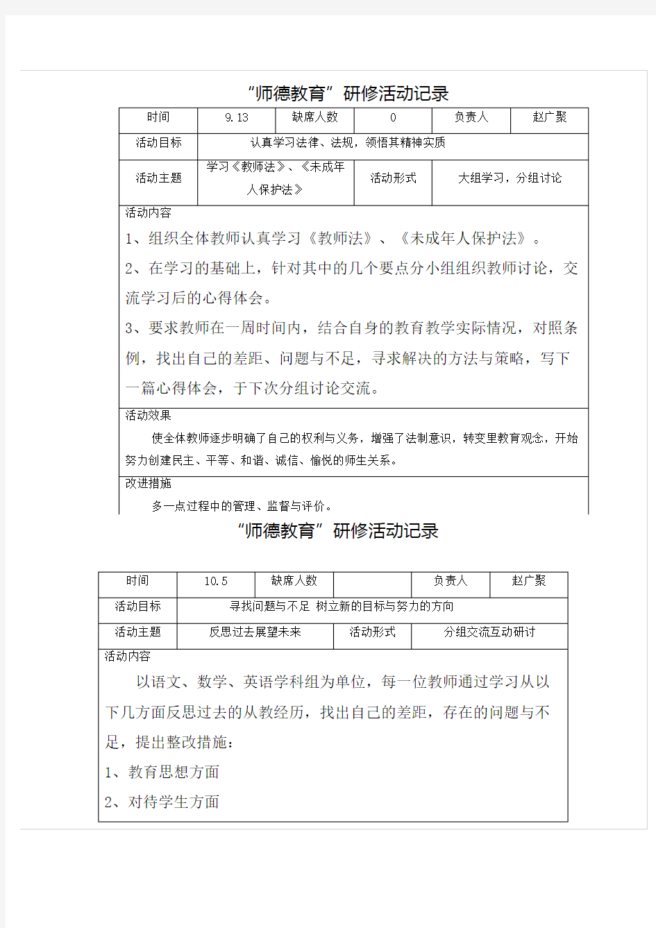 师德教育”研修活动记录