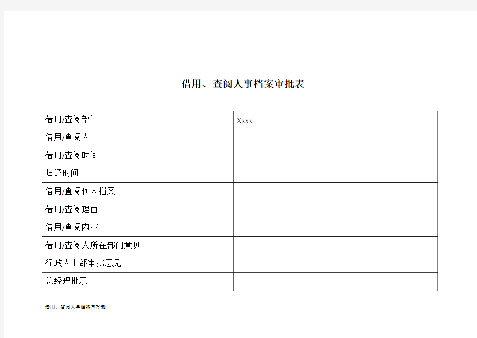 借用、查阅人事档案审批表