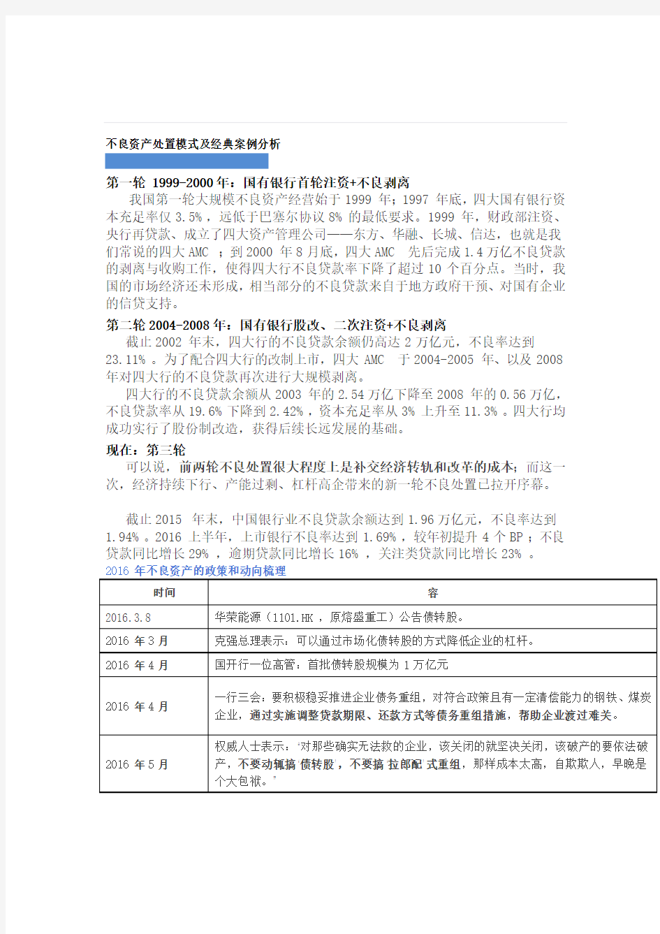 不良资产处置模式及经典案例分析报告