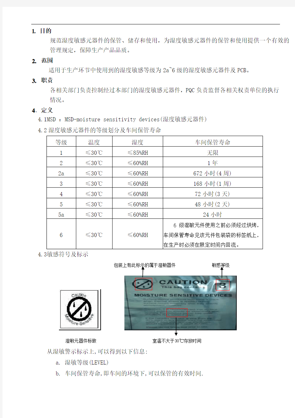湿度敏感元器件管理规定V1.0