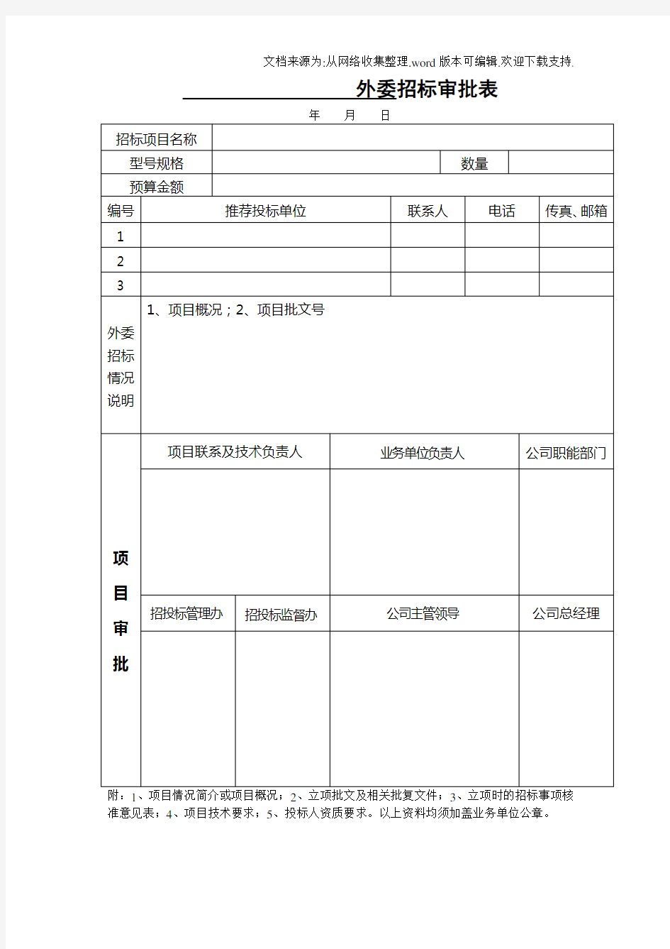 招投标常用表格(全)(DOC)