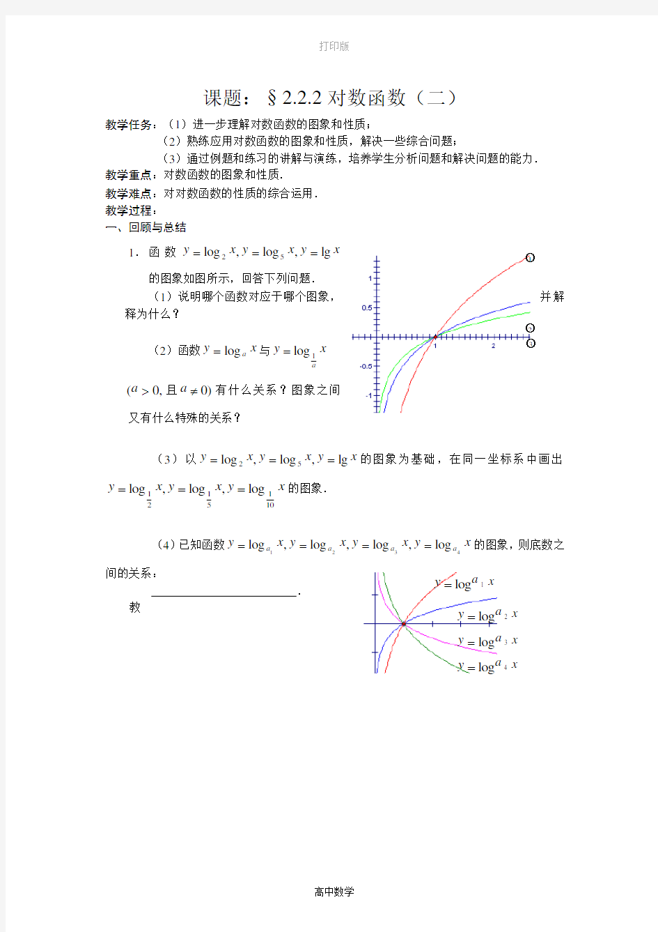 人教版数学高一 对数函数(二)