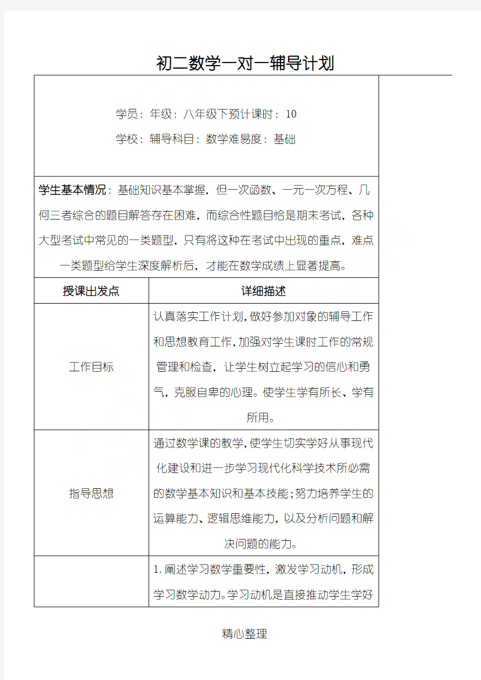 初二数学一对一辅导方法