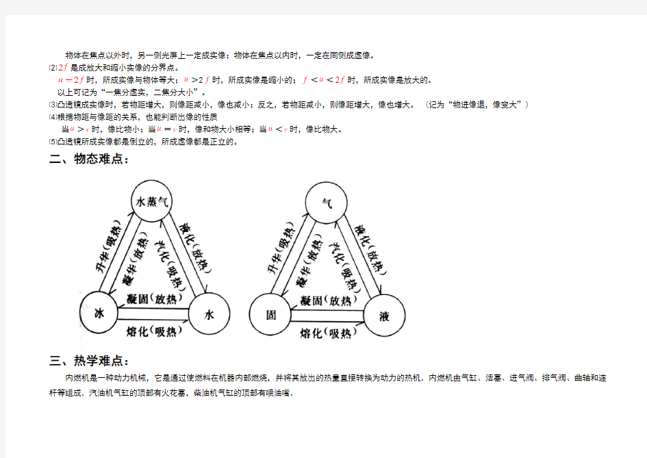 (完整版)初中物理中考重难点归纳整理