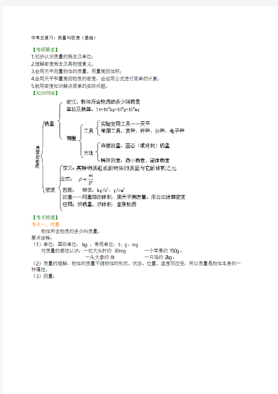 6.总复习：质量与密度(基础)知识讲解