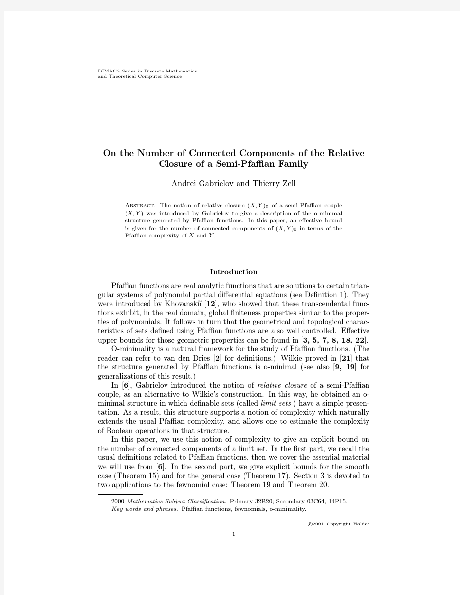 DIMACS Series in Discrete Mathematics and Theoretical Computer Science On the Number of Con