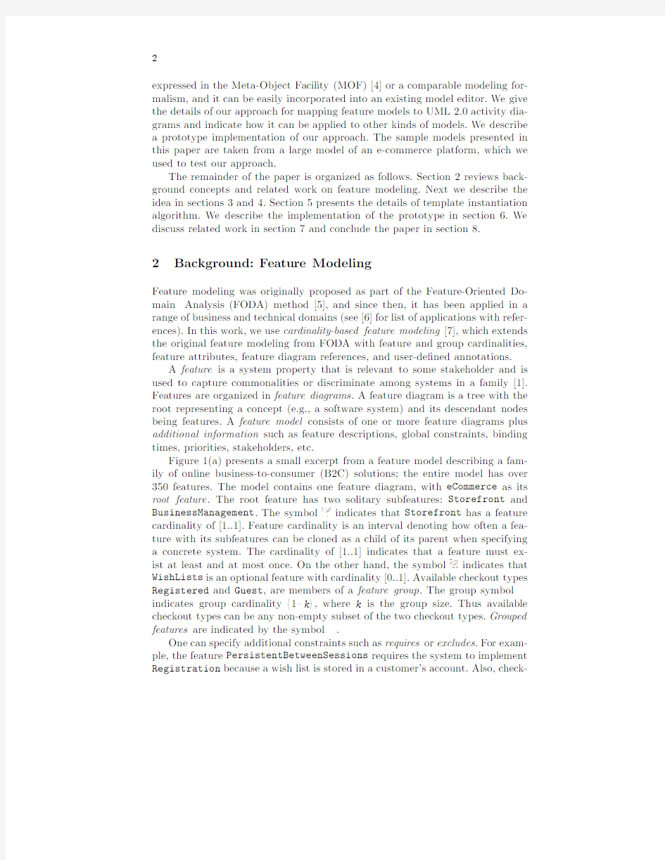 Mapping features to models A template approach based on superimposed variants