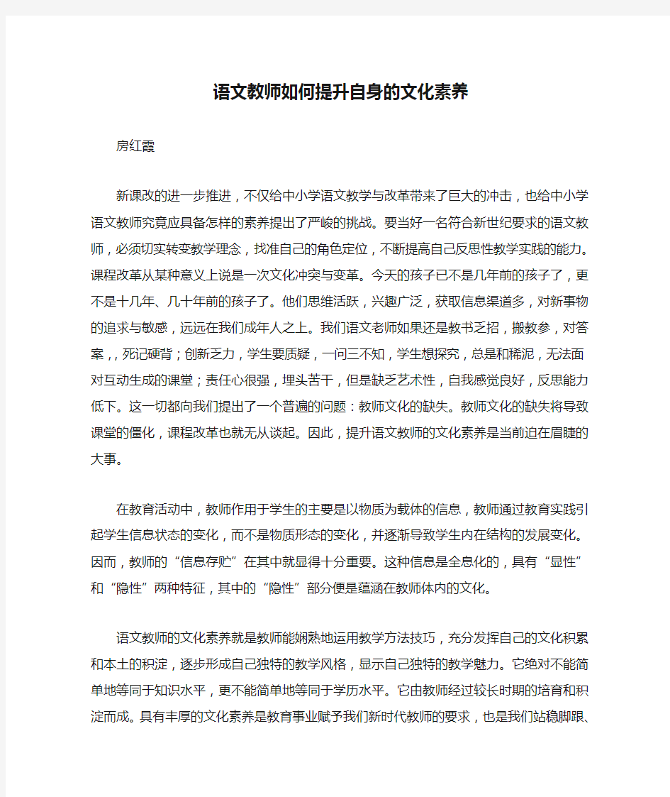 语文教师如何提升自身的文化素养