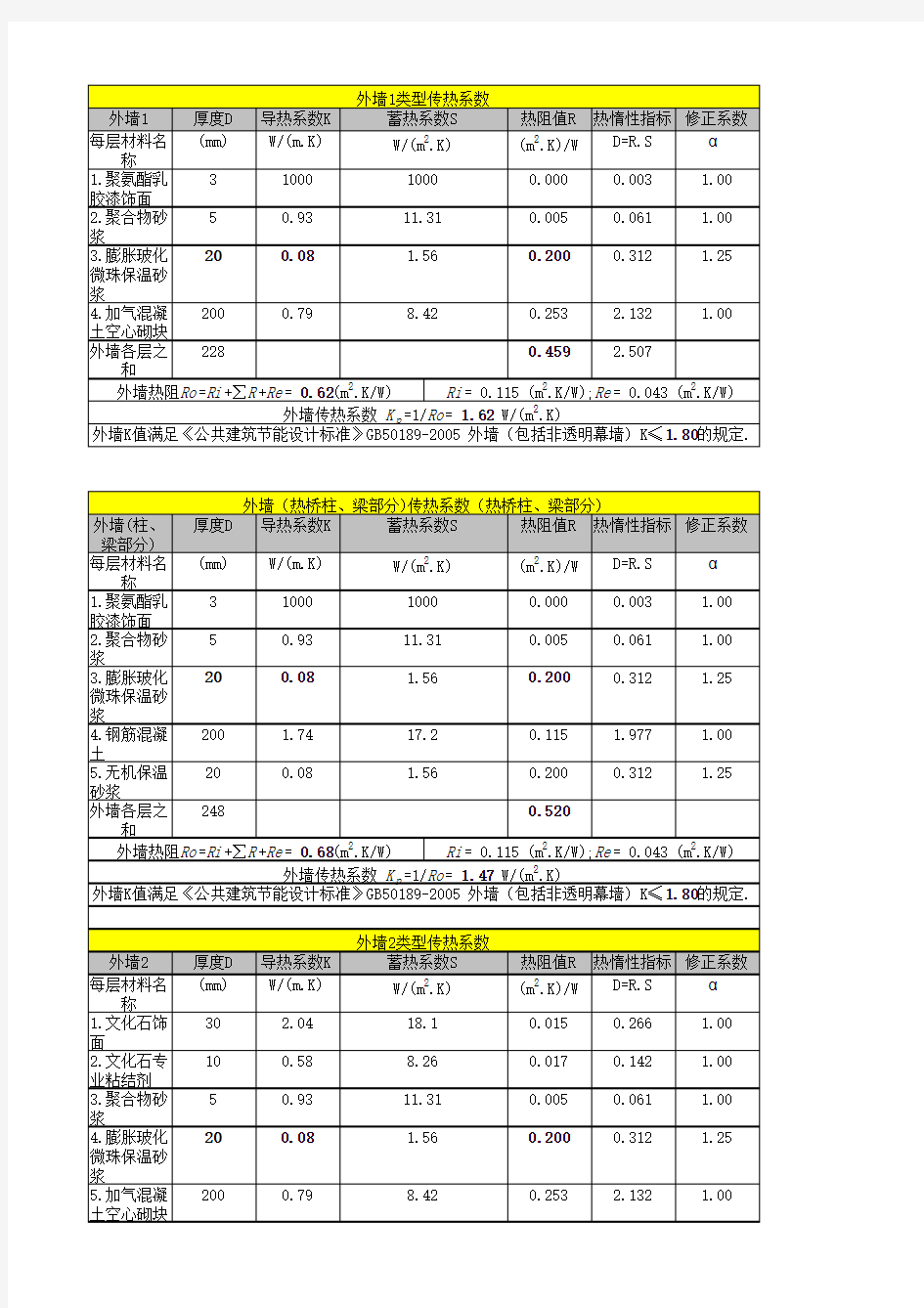 外围护结构传热系数计算