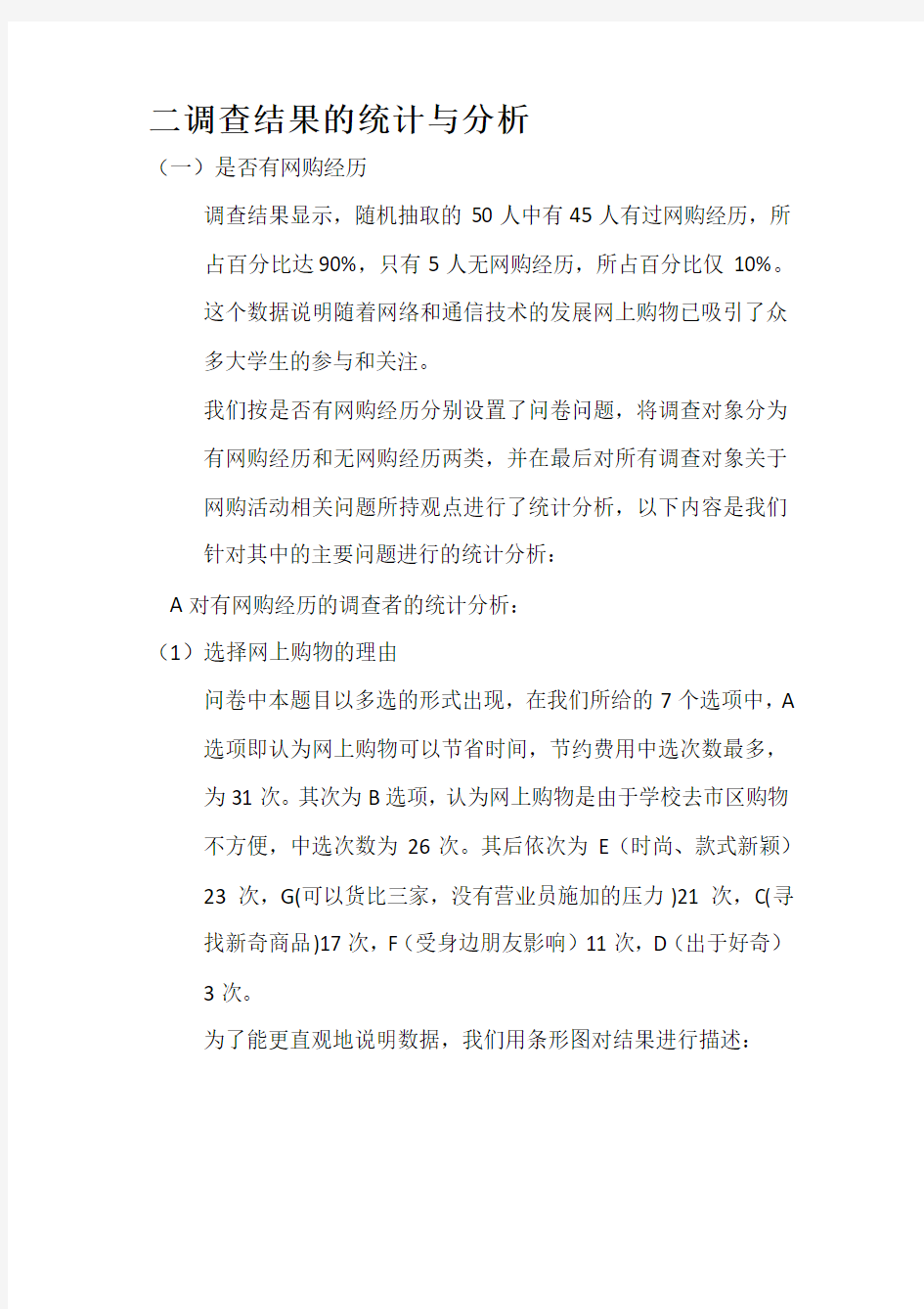 关于大学生网购调查问卷报告分析