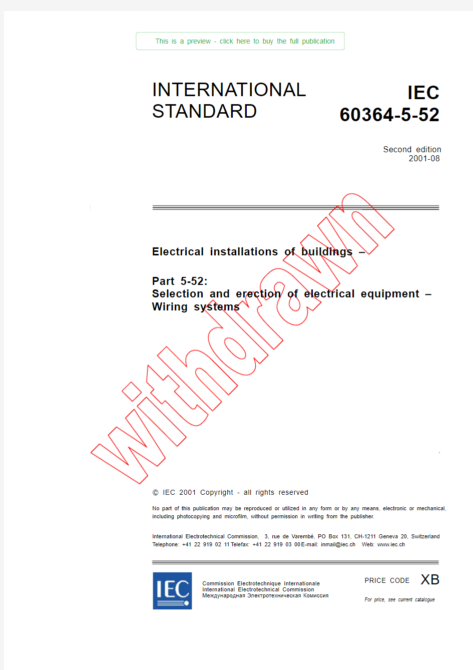 INTERNATIONAL IEC STANDARD 60364-5-52