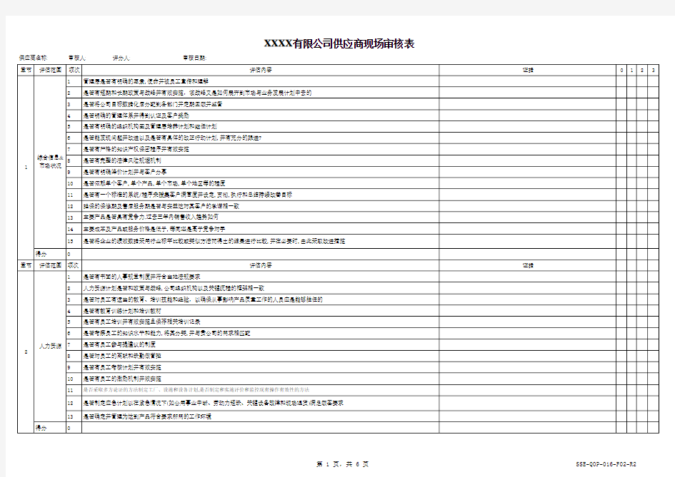 供应商现场审核表