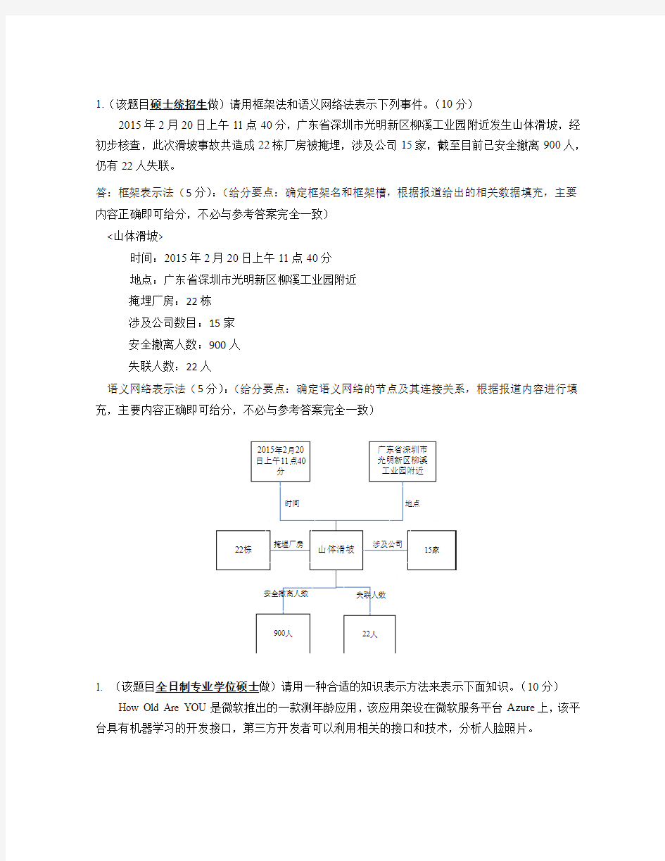 西安电子科技大学人工智能试题15年