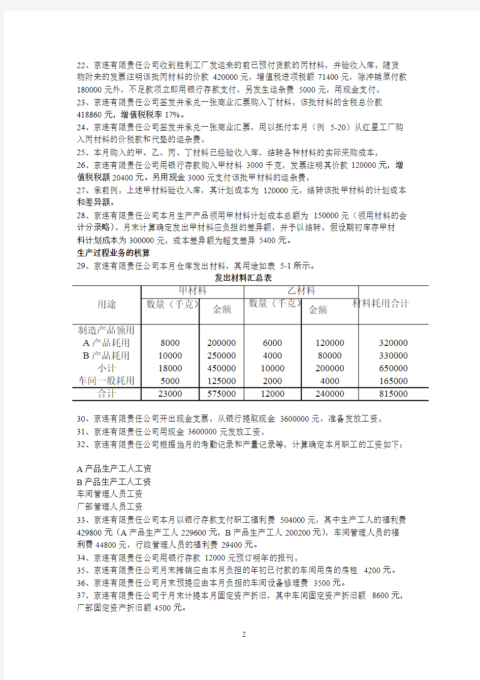 会计基础会计分录练习题