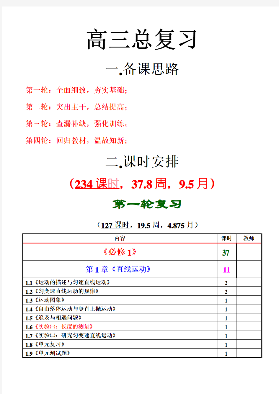 高三总复习计划